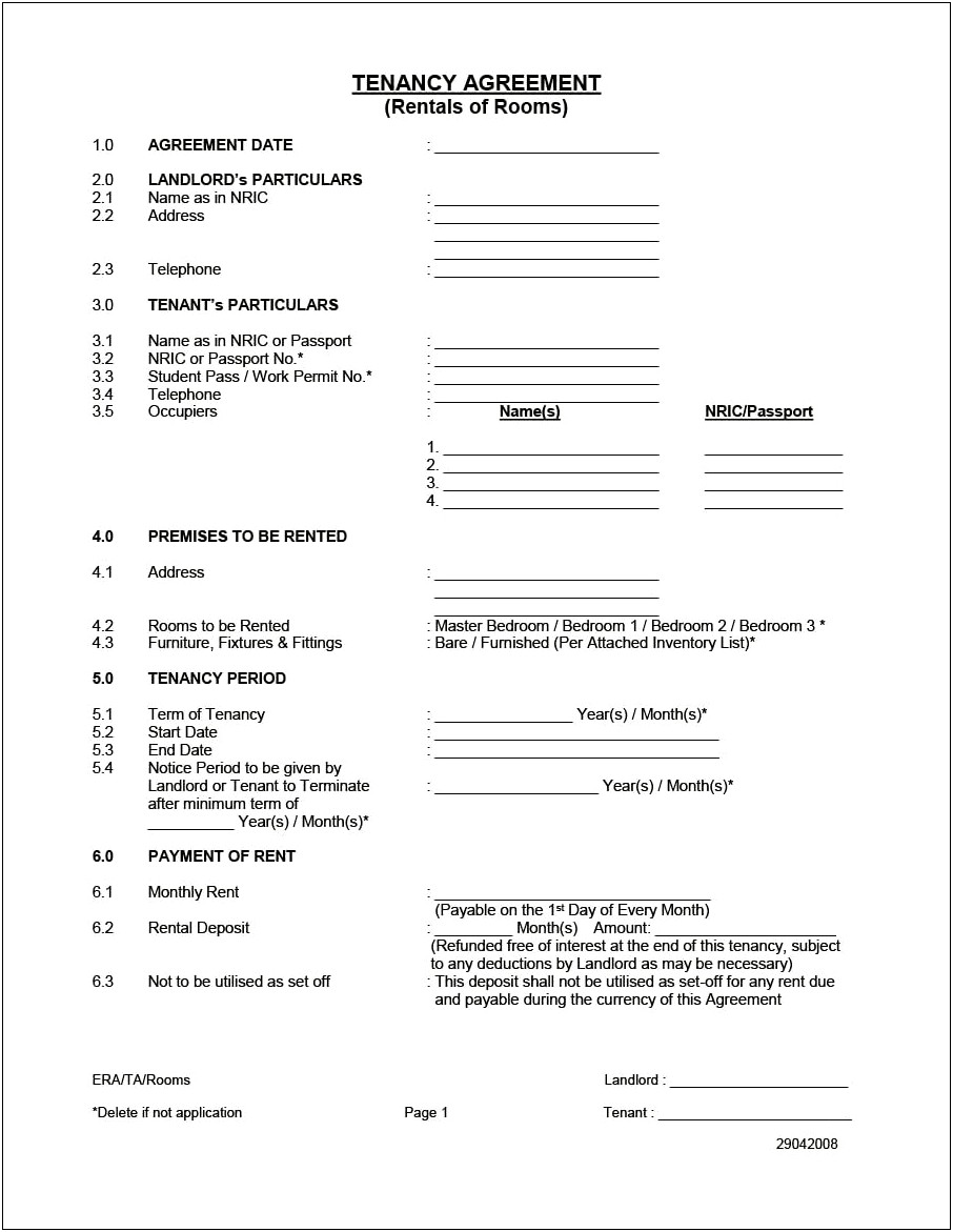 Lease Agreement Template South Africa Free Download