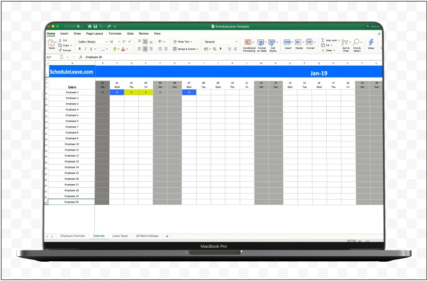 Leave Tracker Excel Template 2018 Free Download