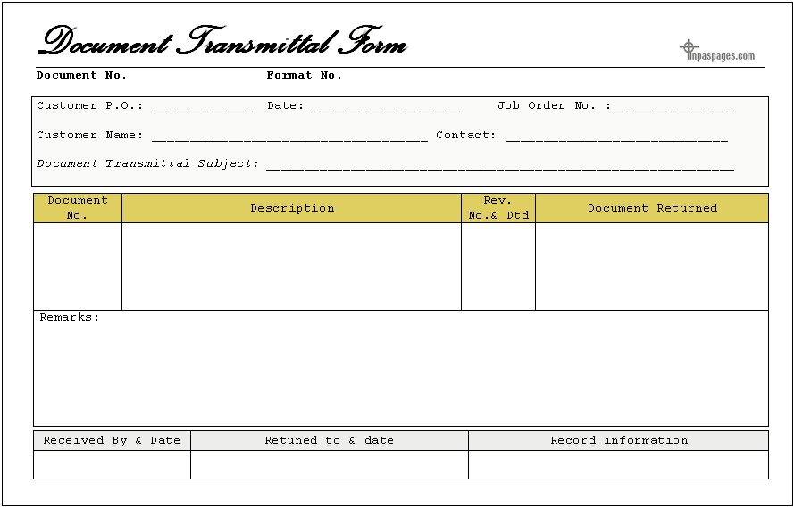 Letter Of Transmittal Template Free Download