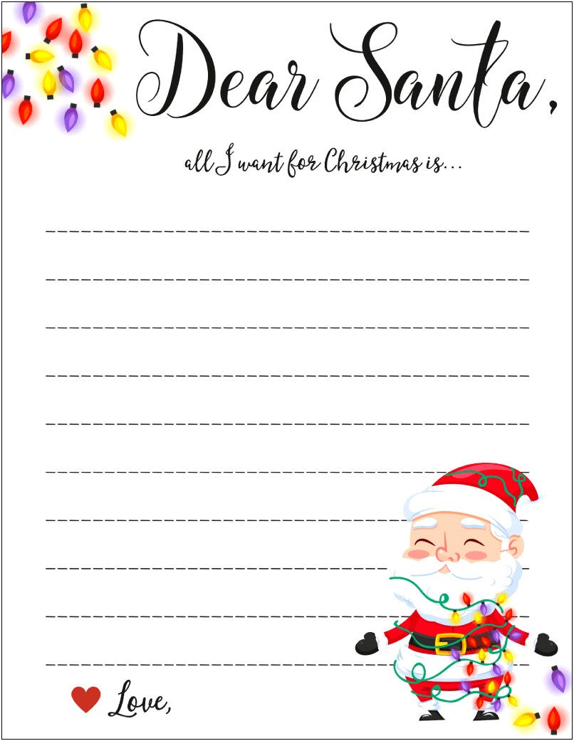 Letter To Santa Blank Template Free