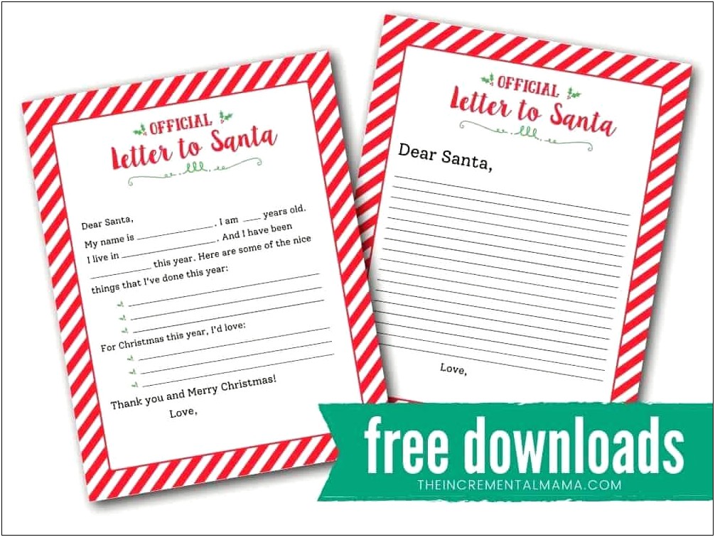 Letter To Santa Template Free Download Printable