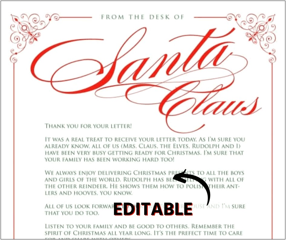 Letter To Santa Template Word Free