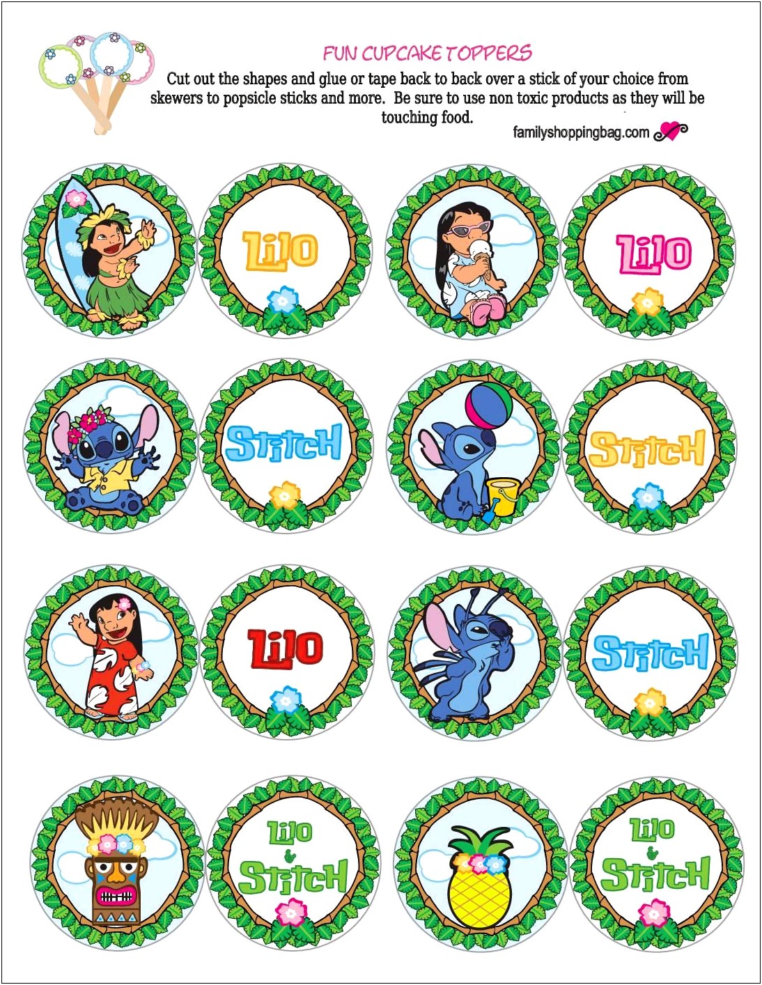 Lilo And Stitch Cupcakes Wrapper Template Free