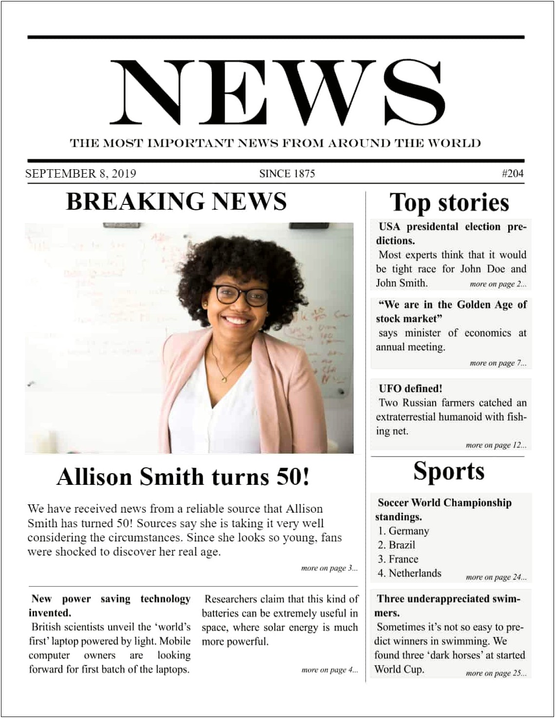 Make Your Own Newspaper Template Free