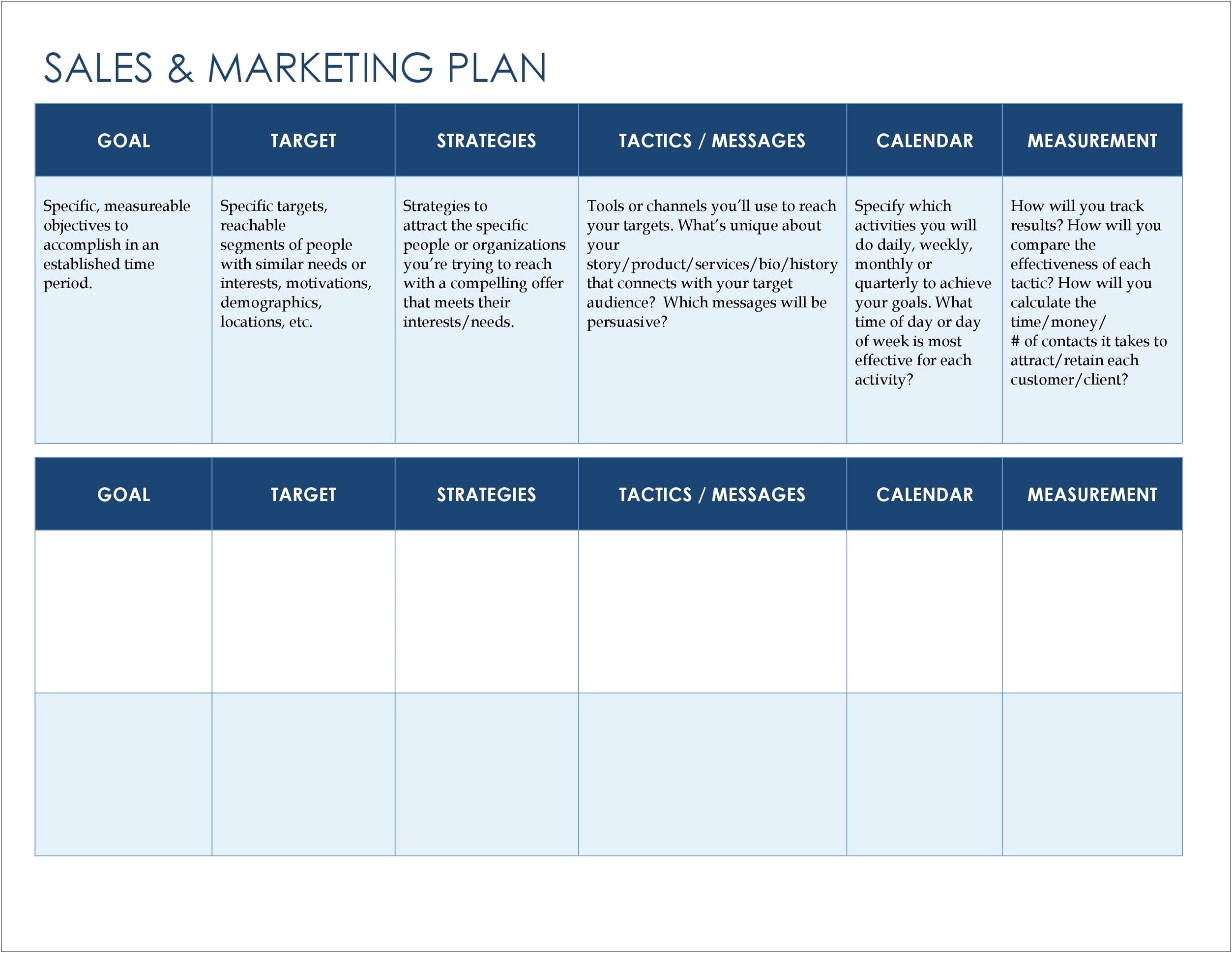 Marketing Plan Excel Template Free Download