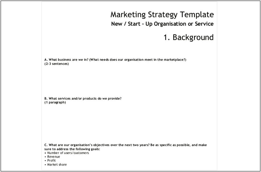 Marketing Strategy Template Free Download Filetype Pdf