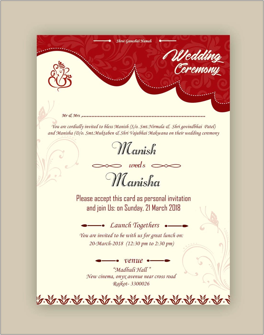 Marriage Invitation Card Template Psd Free Download