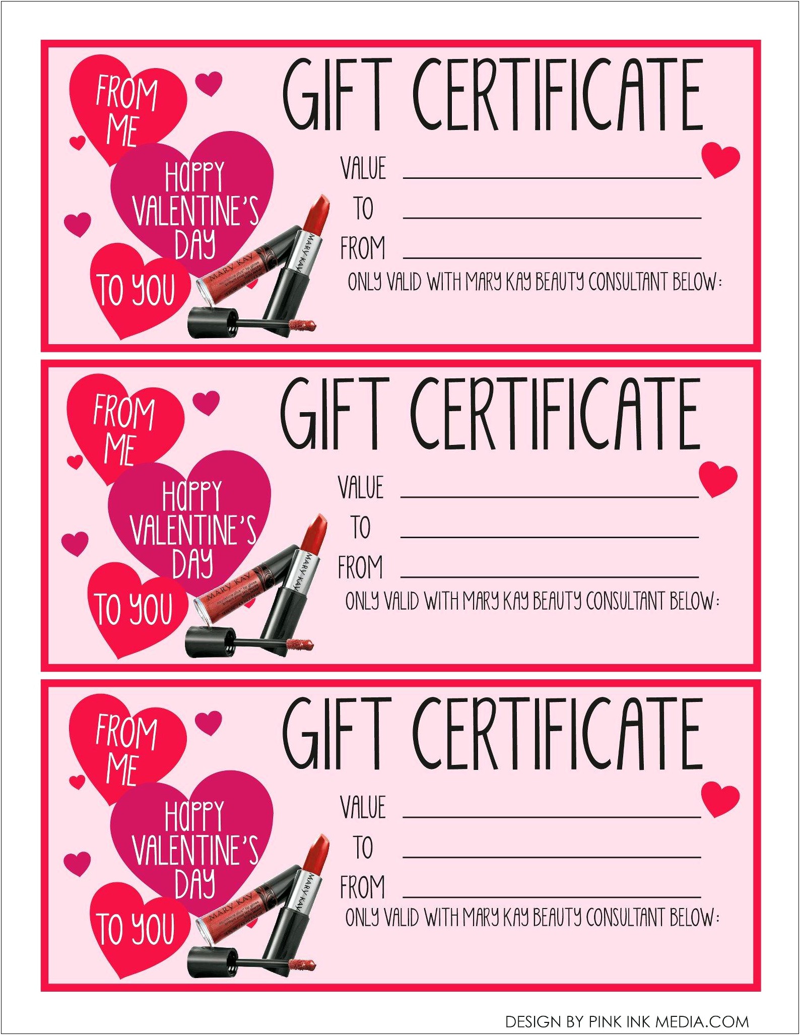 Mary Kay Gift Certificates Free Template