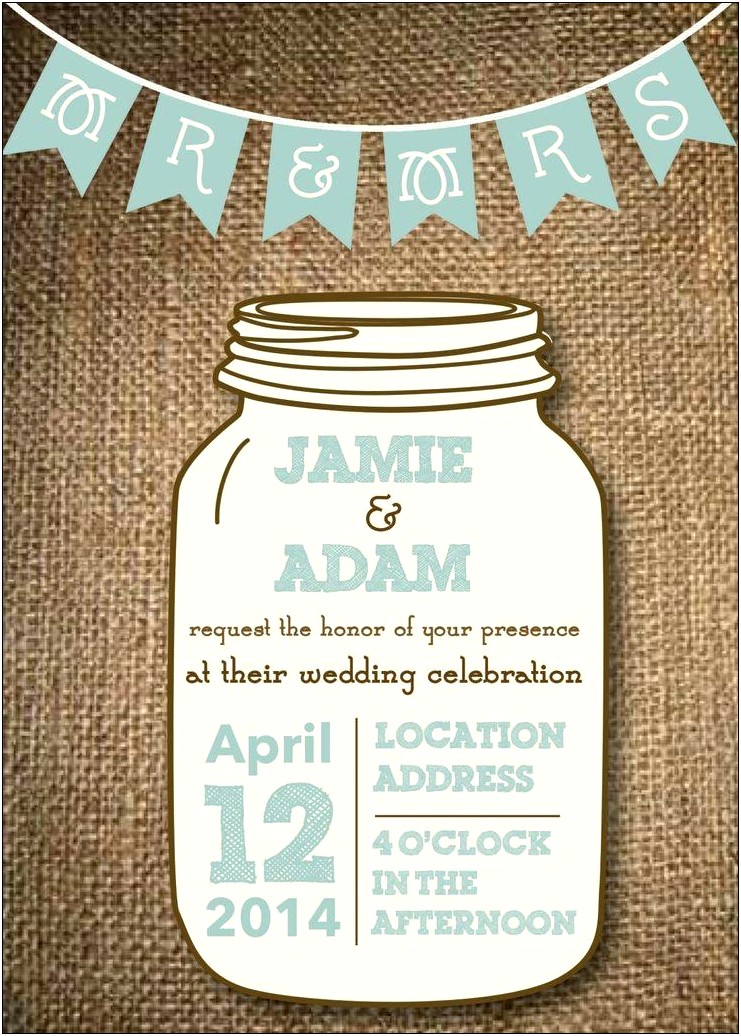 Mason Jar Wedding Invitations Template Free