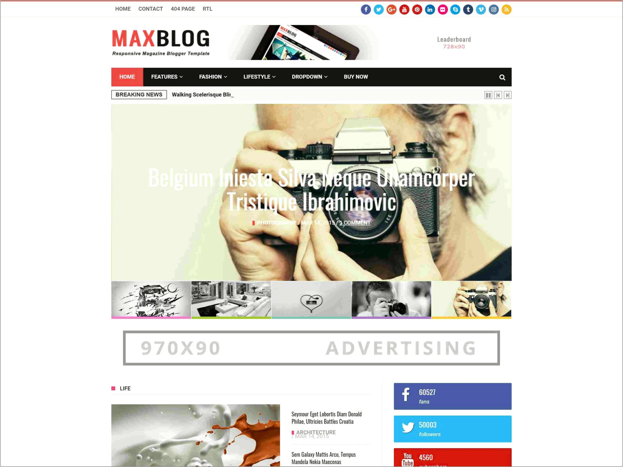 Maxblog Responsive Magazine Blogger Template Free Download