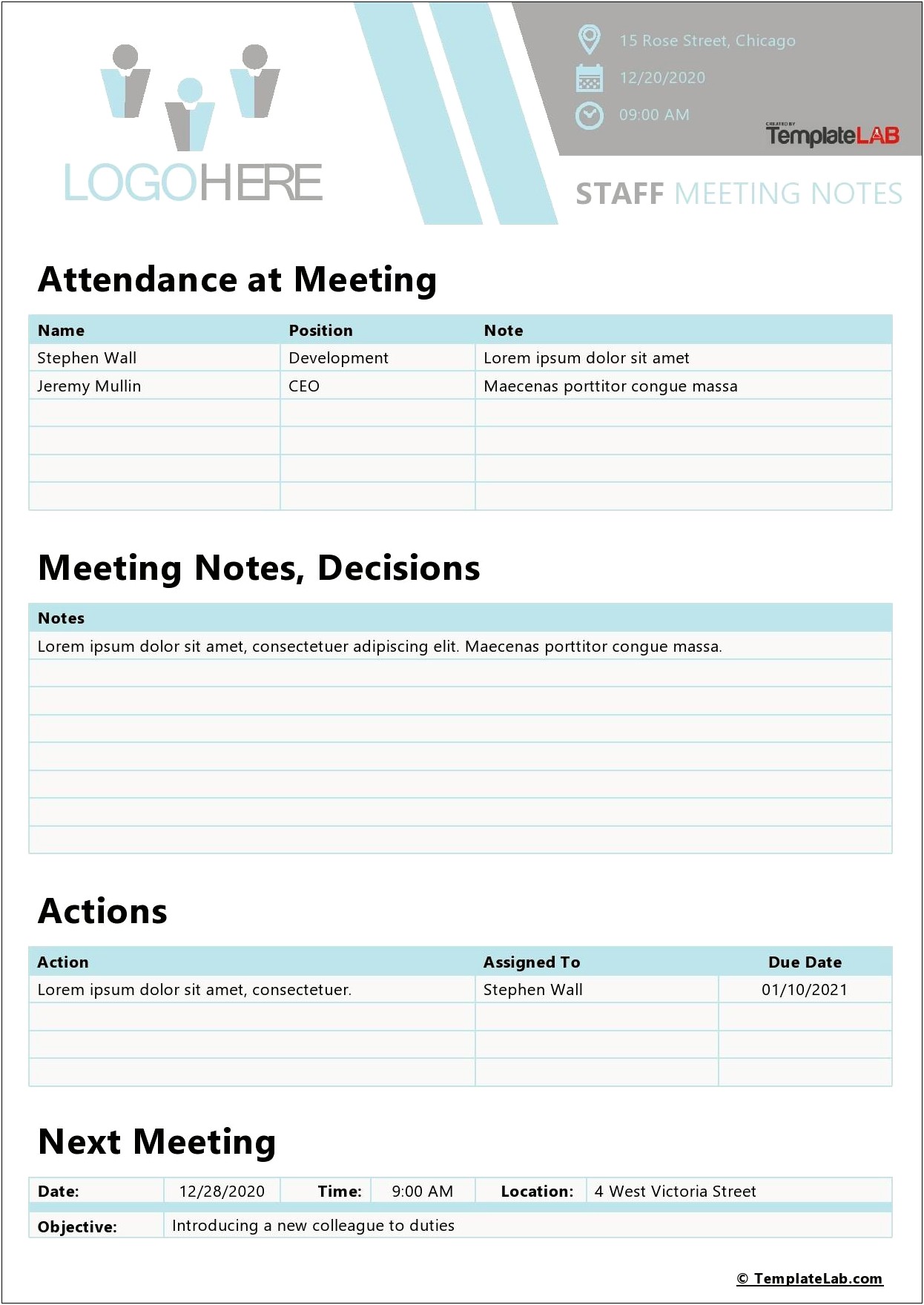 Meeting Minutes Template Word Free Download