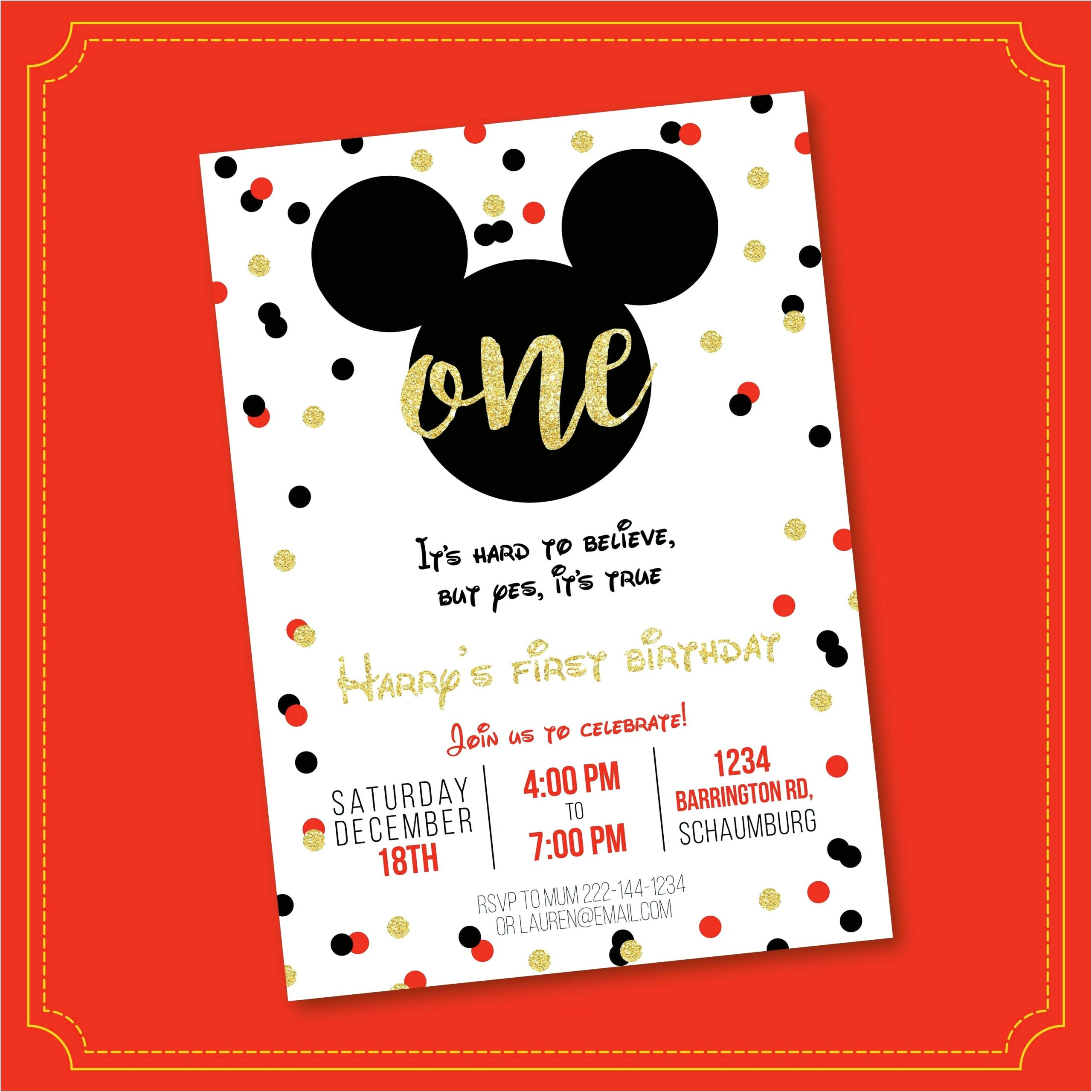 Mickey Mouse 1st Birthday Invitations Template Free