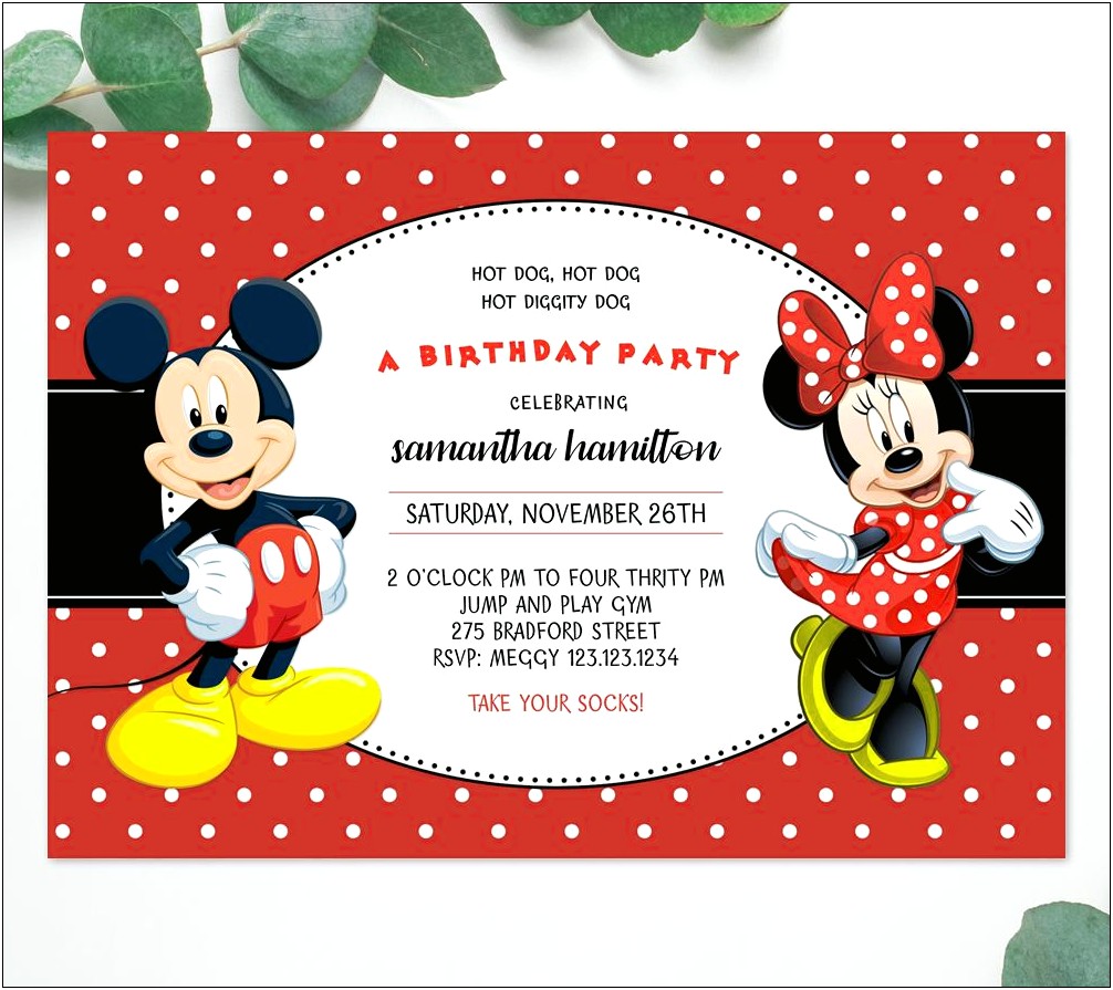 Mickey Mouse Clubhouse Party Invitations Free Template