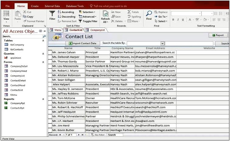 Microsoft Access 2007 Employee Database Template Free Download