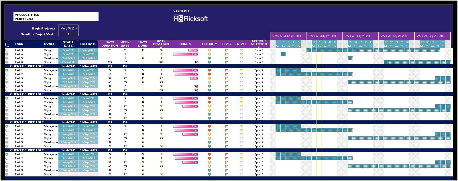 Microsoft Excel Gantt Chart Template Free Download
