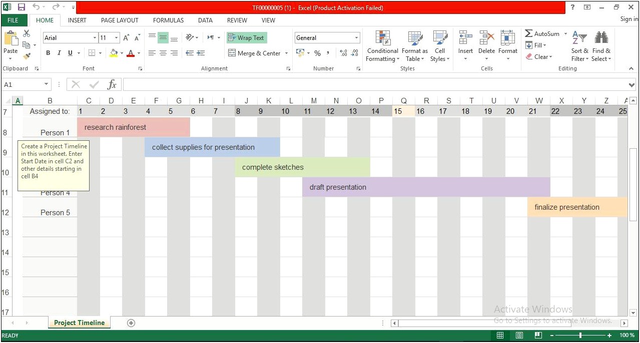 Microsoft Excel Timeline Template Free Download