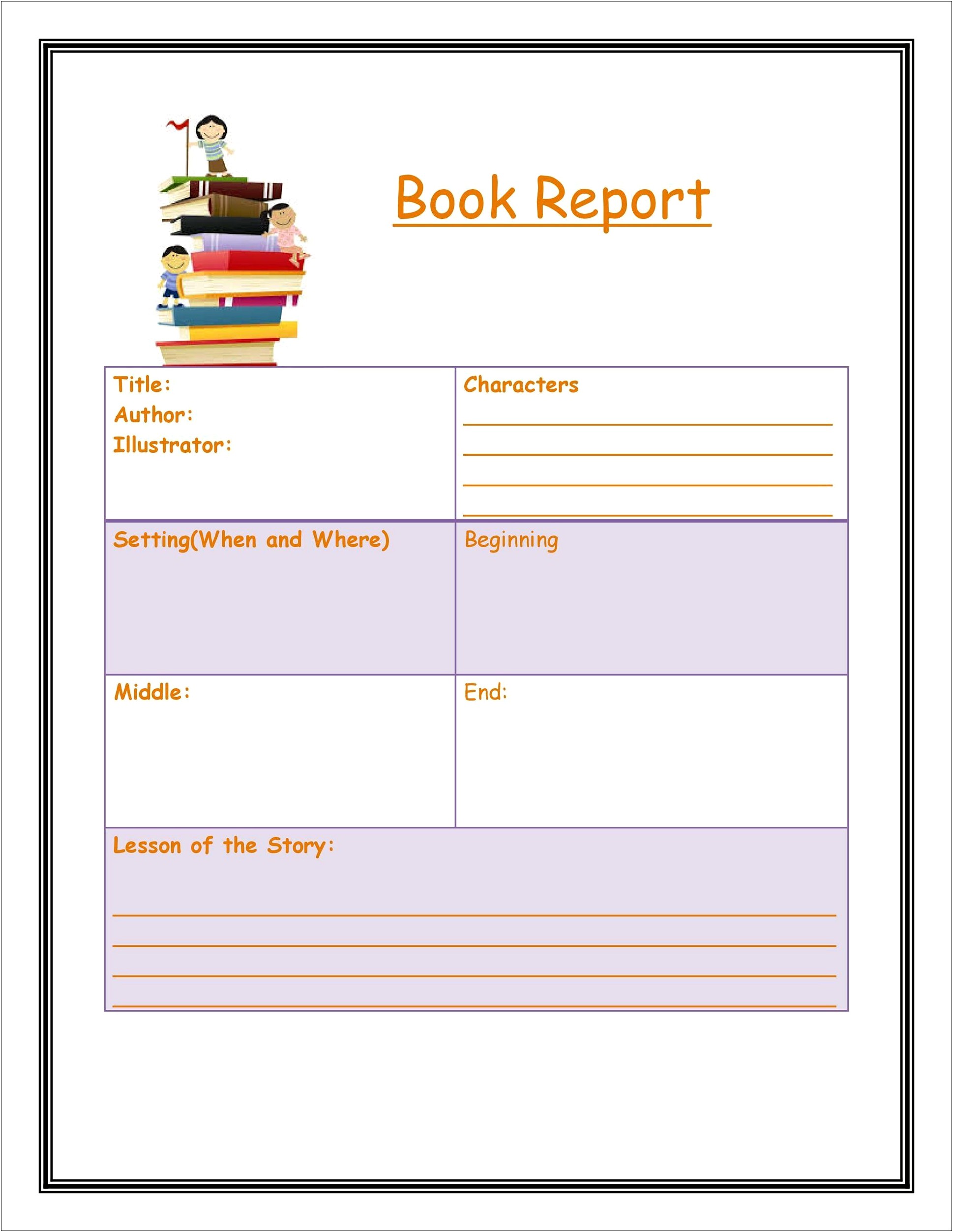 Middle School Book Report Template Free Non Fiction