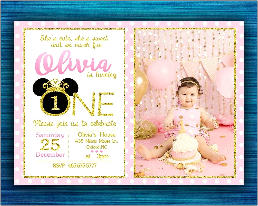 Minnie Mouse 1st Birthday Invitation Template Free