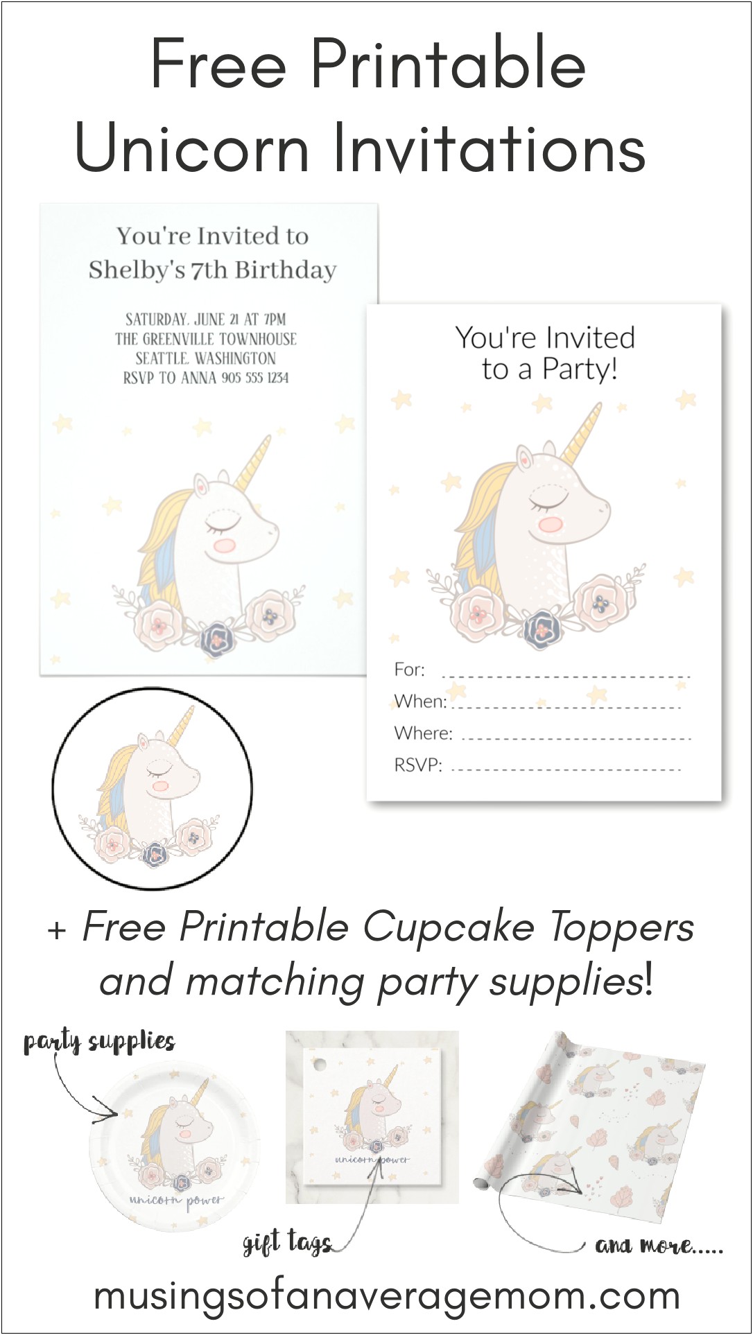 Mom Birthday Card Template Free Unicorn Printable Custom