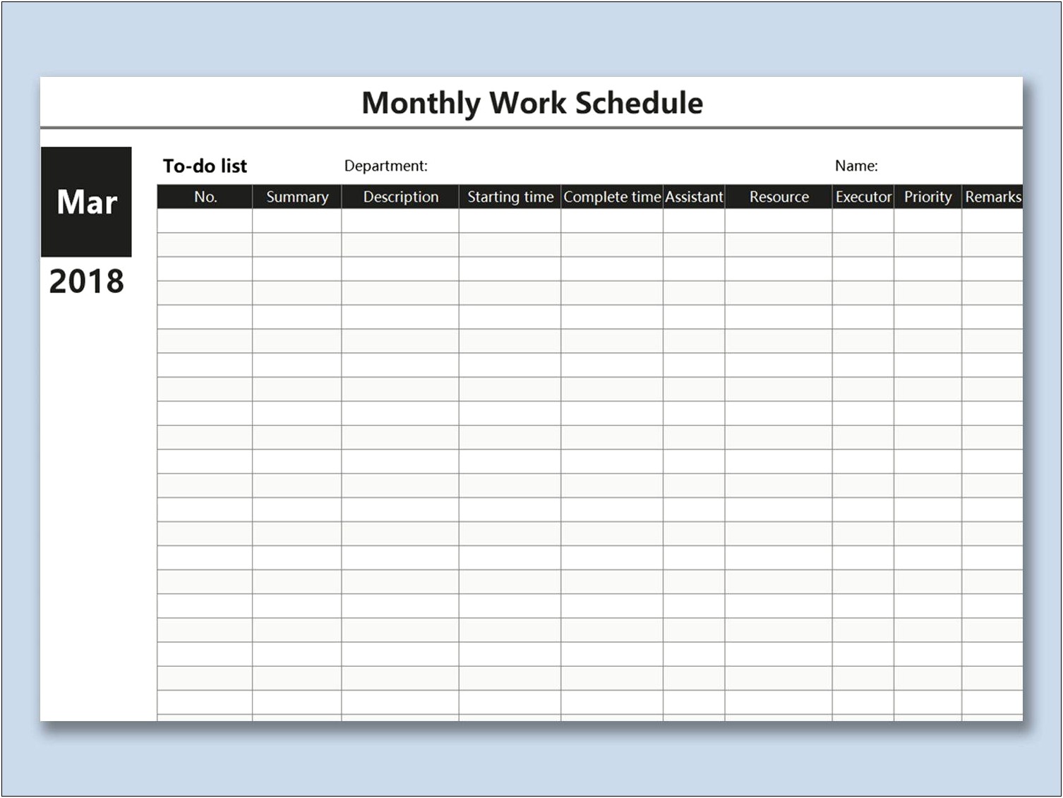 Monthly Employee Schedule Template Excel Free Download