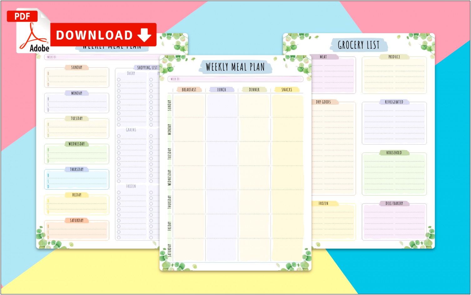Monthly Meal Planner Template Pdf Calorie Tracker Free