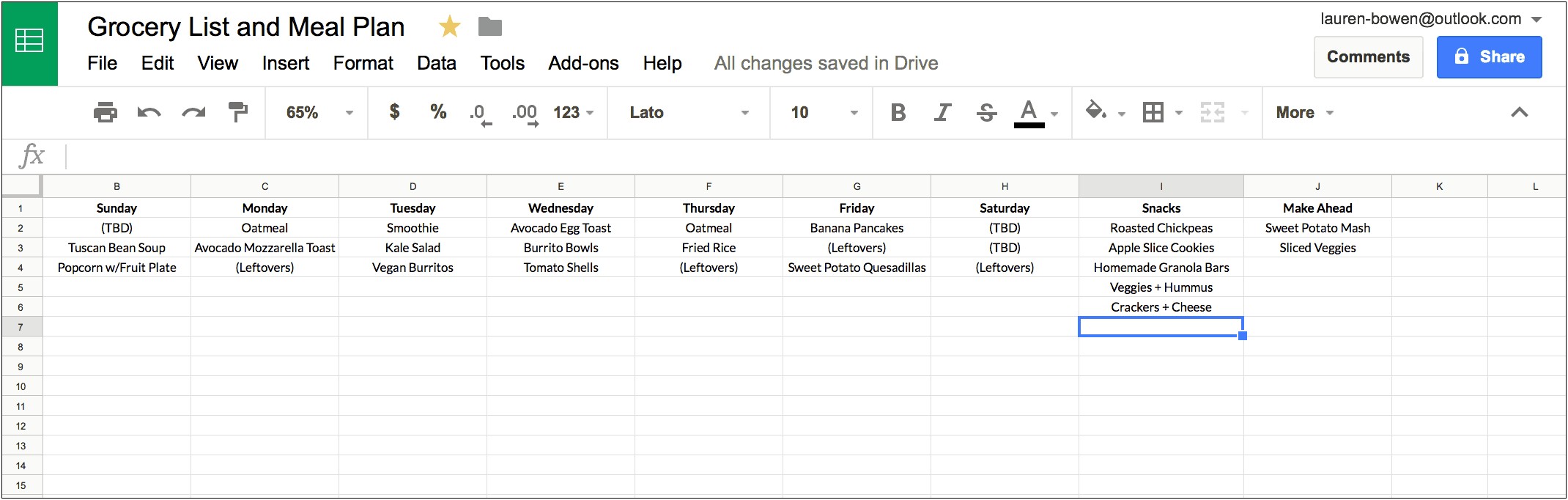 Monthly Menu Planner Template Free Excel