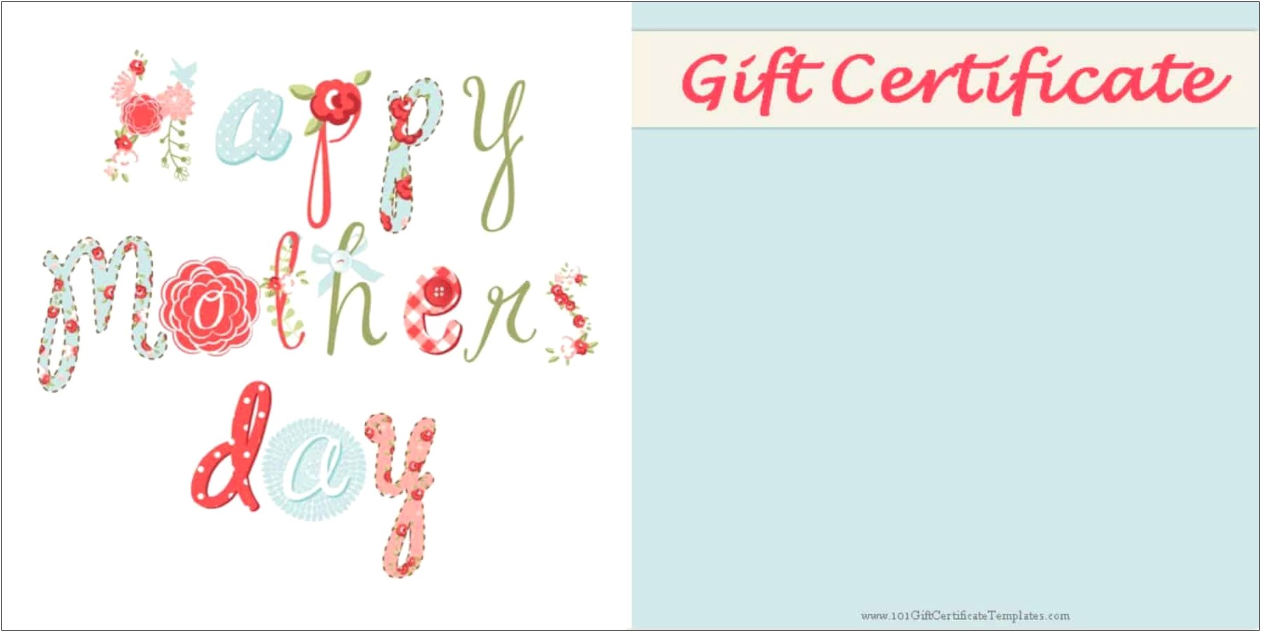 Mother's Day Gift Certificate Template Free