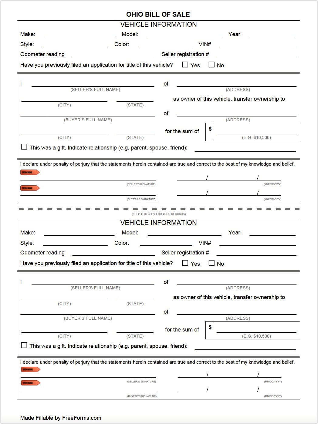 Motorcycle Bill Of Sale Template Free Download
