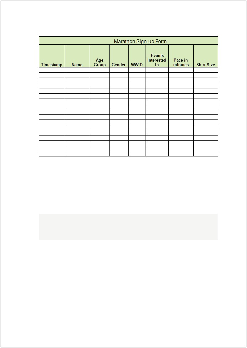 Ms Excel Sign Up Sheet Free Template