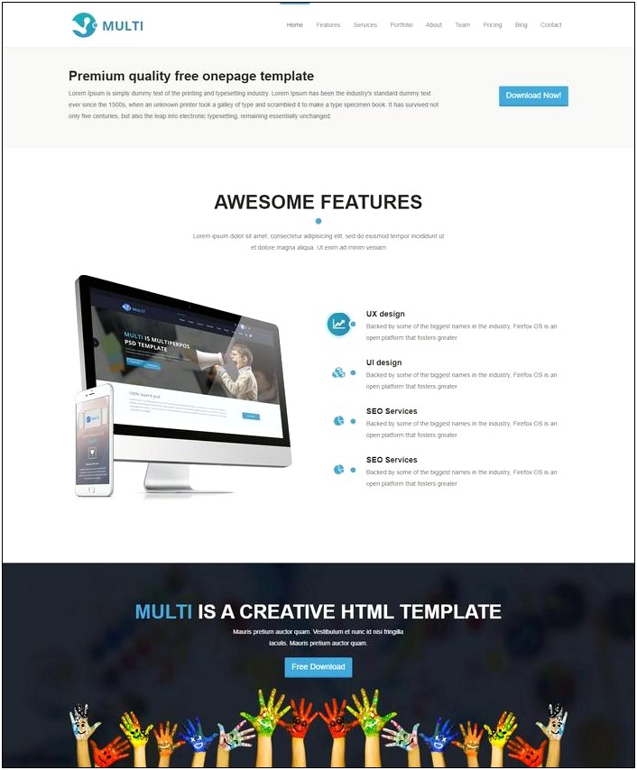 Multi Free Responsive Onepage Html Template Free Download