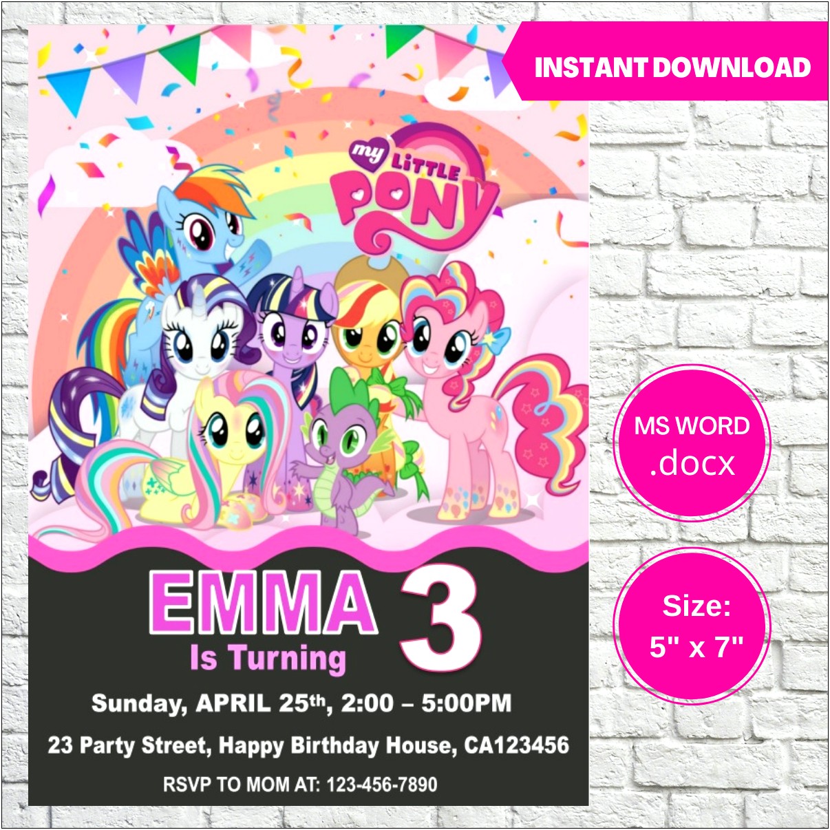 My Little Pony Birthday Invitation Free Template