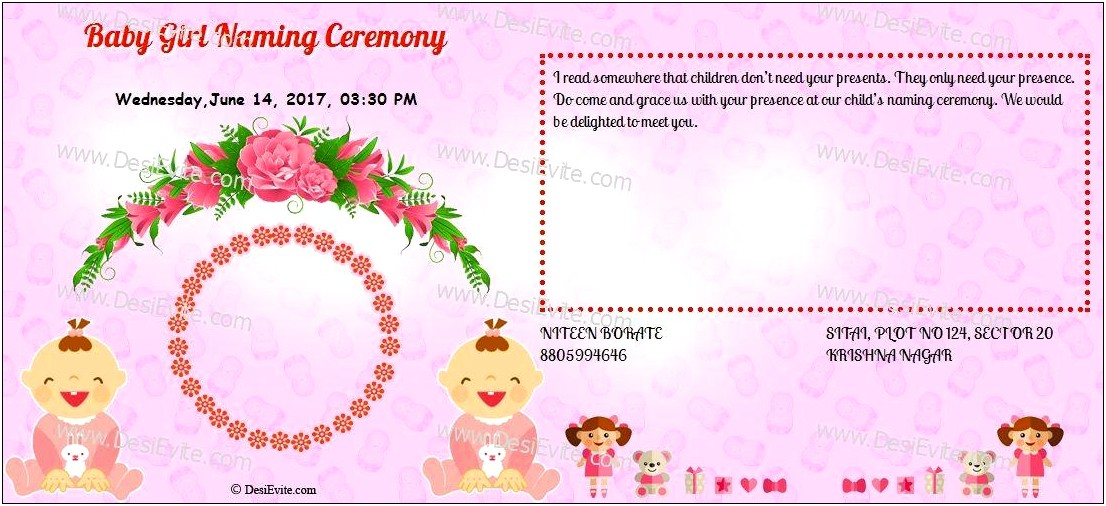 Naming Ceremony Invitation Indian Free Templates