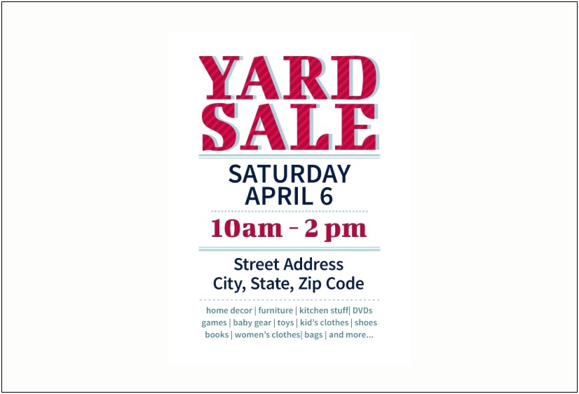 Neighborhood Yard Sale Flyer Free Template