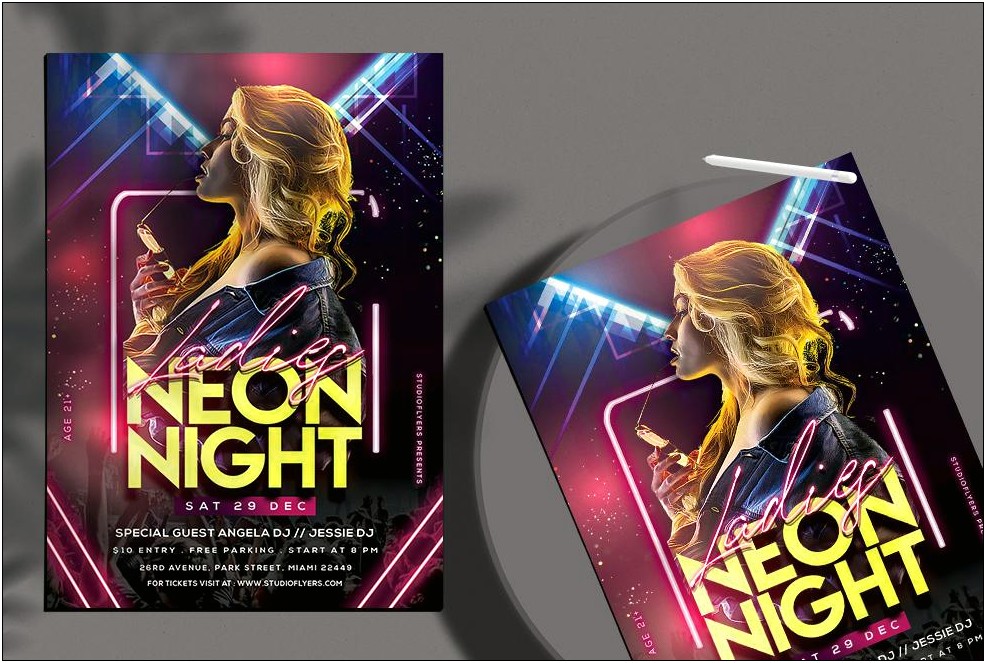 Neon Party Flyer Template Psd Free Download