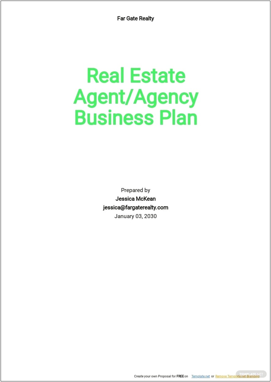 New Real Estate Agent Business Plan Template Free