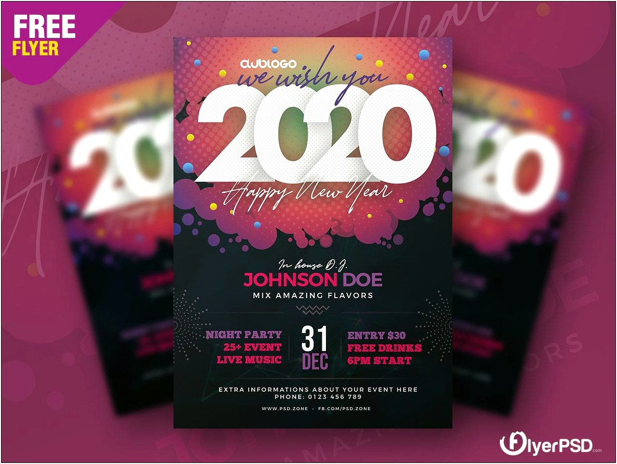 New Year Party Free Psd Flyer Template