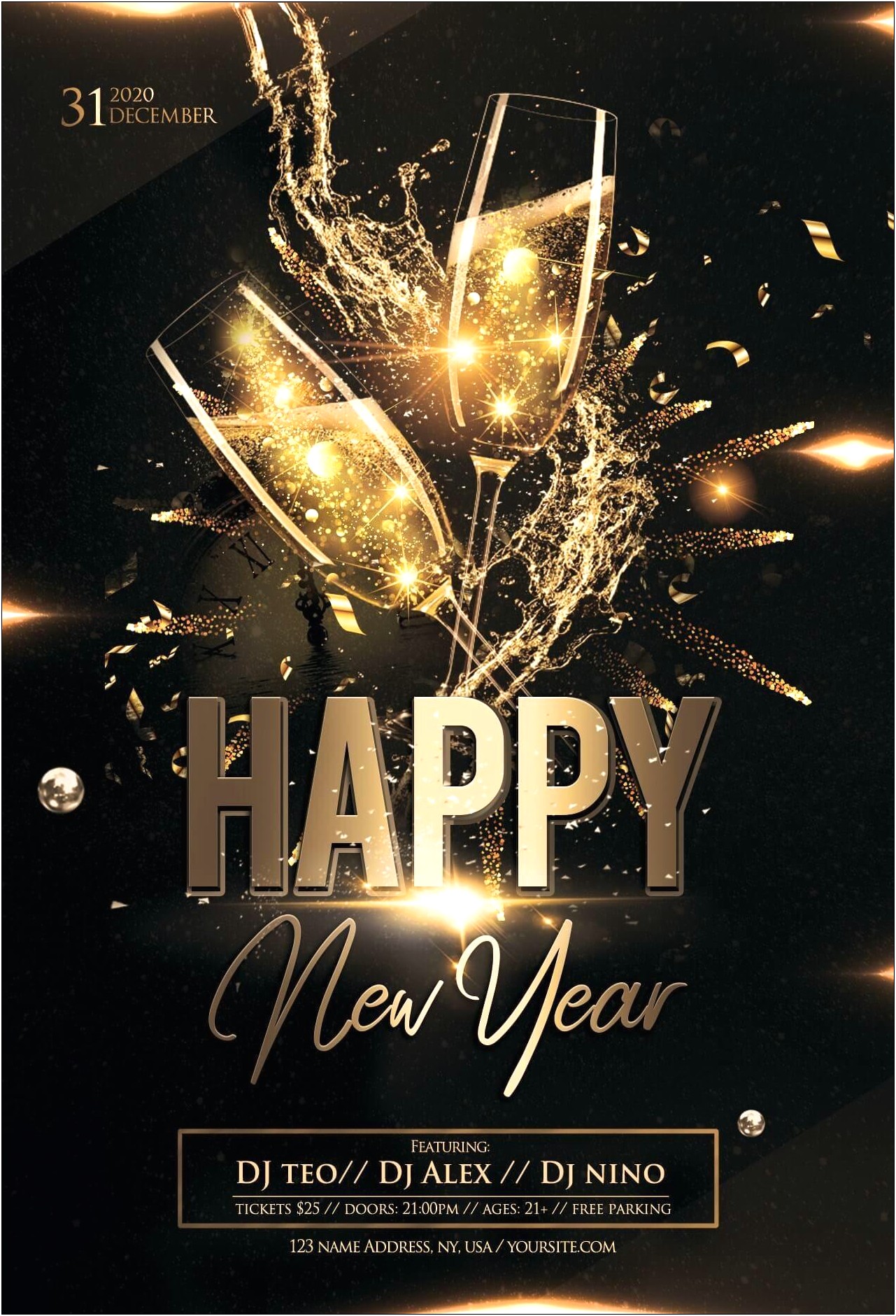 New Years Eve Party Flyer Template Free