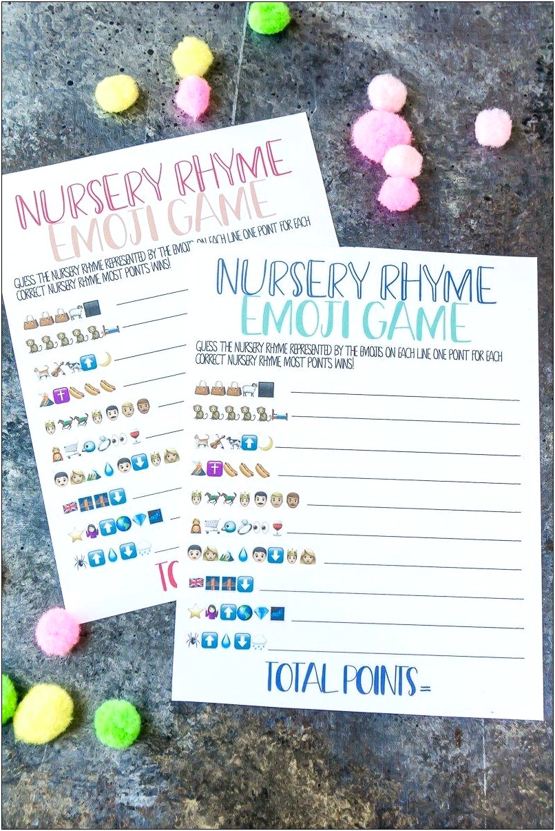 Nursery Rhyme Baby Shower Game Free Template