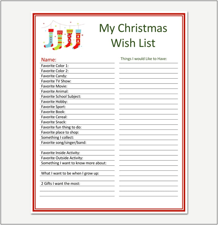 Official Christmas Wish List Template Free Download