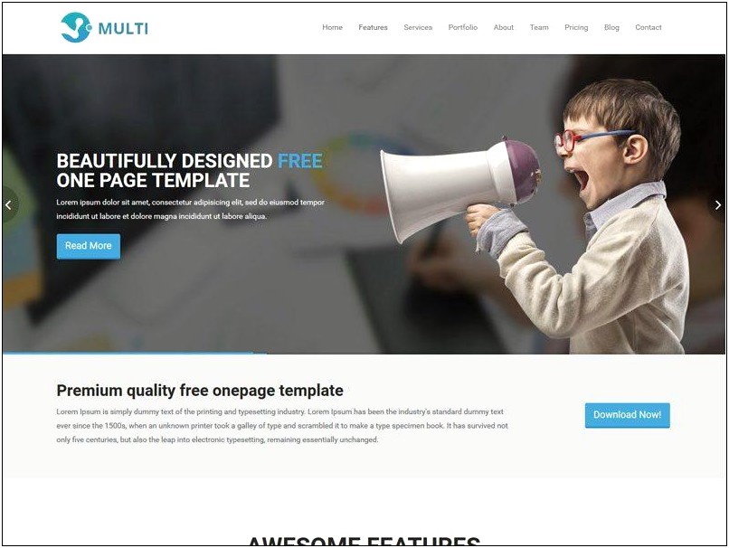 One Page Html Template Responsive Free