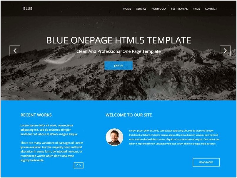 One Page Html5 Responsive Templates Free Download