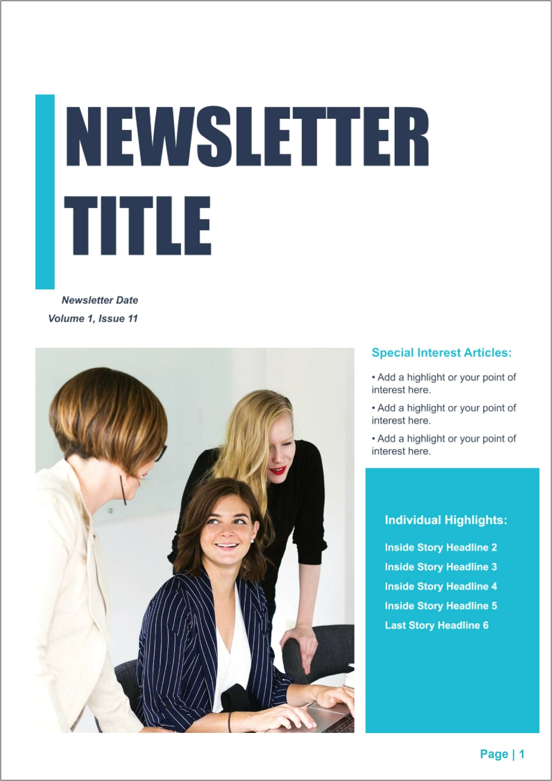 One Page Newsletter Templates Free Download Word