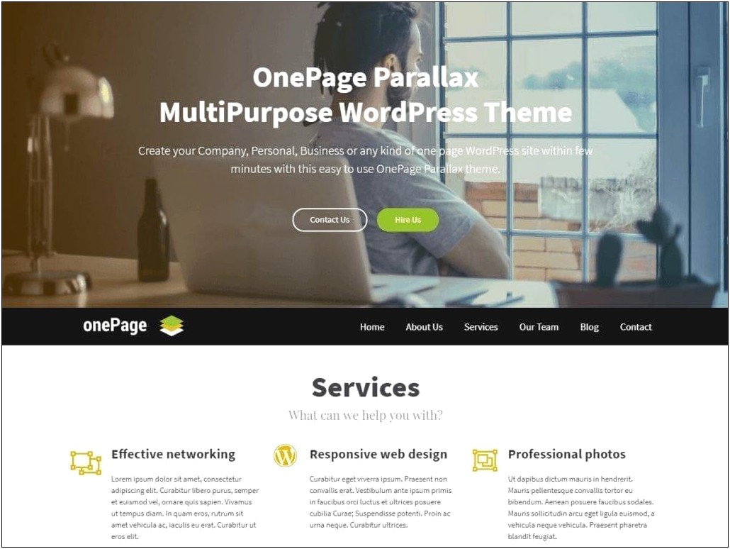 One Page Responsive Parallax Template Free Download
