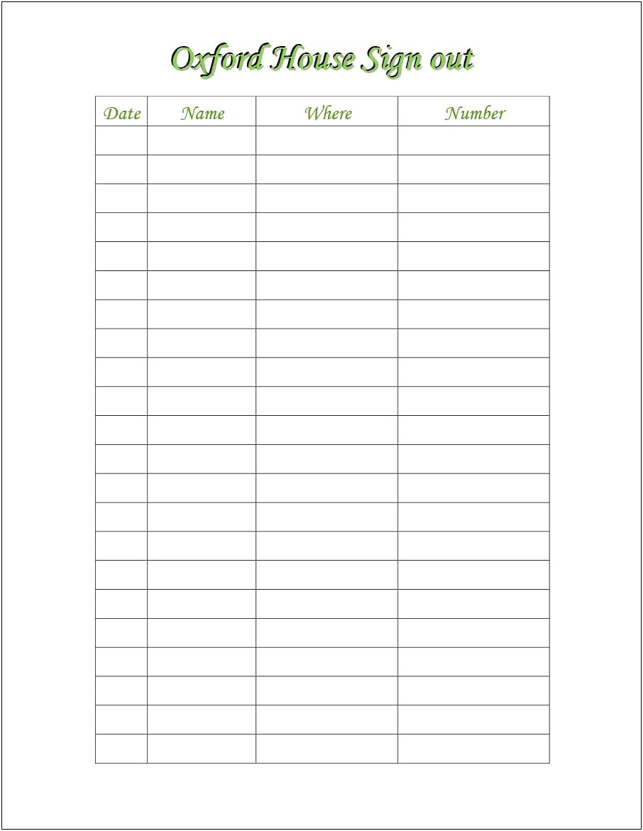Open House Sign In Sheet Free Template
