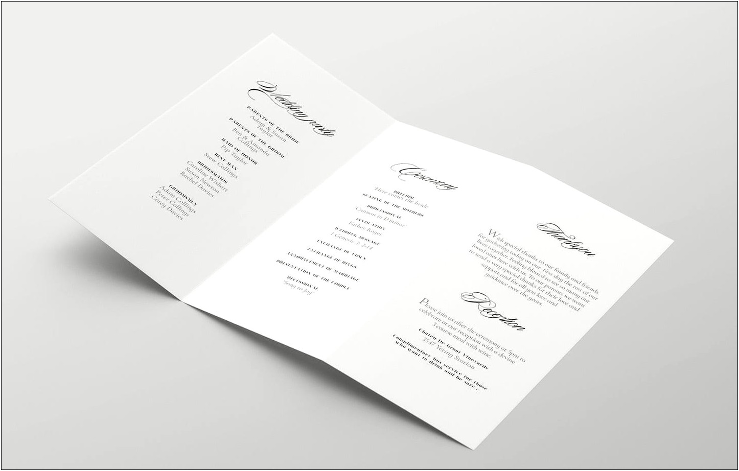 Order Of Service Wedding Booklet Template Free