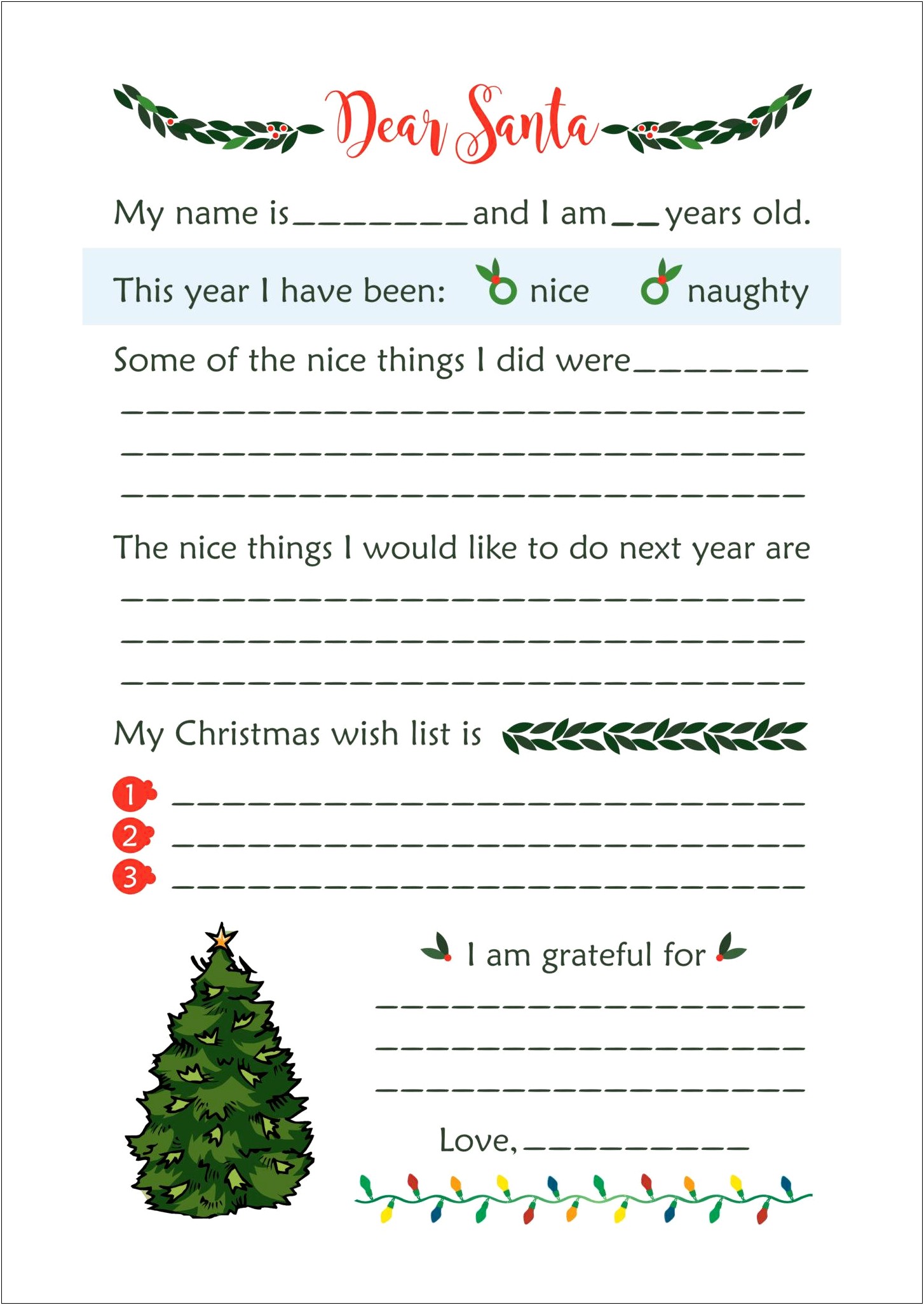 Original Santa Claus Letter Template Printable Free