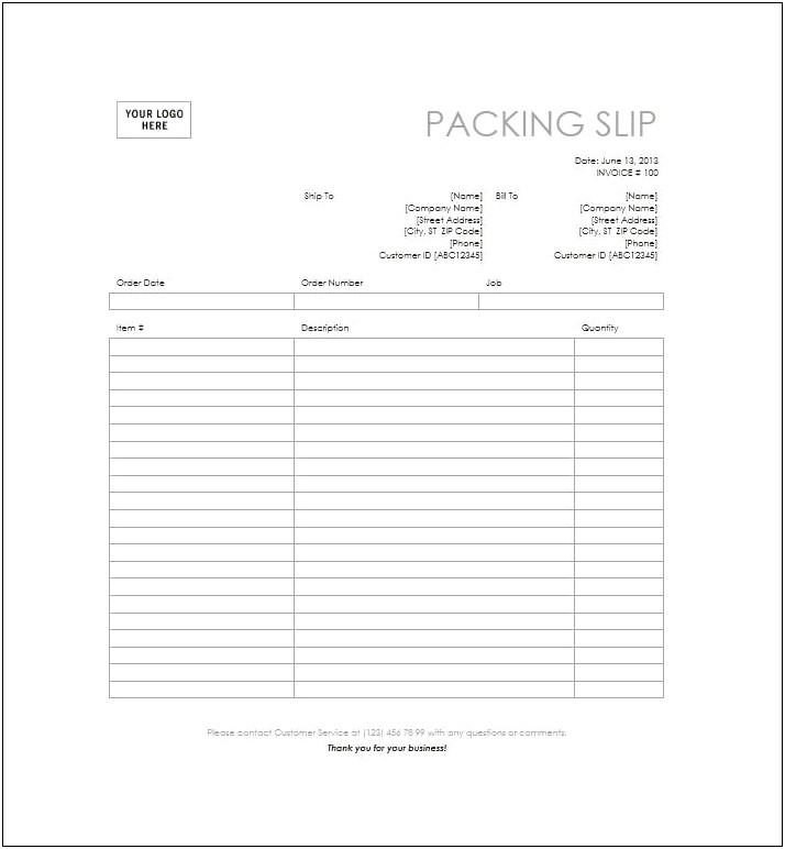 Packing Slip Template Word Free Download