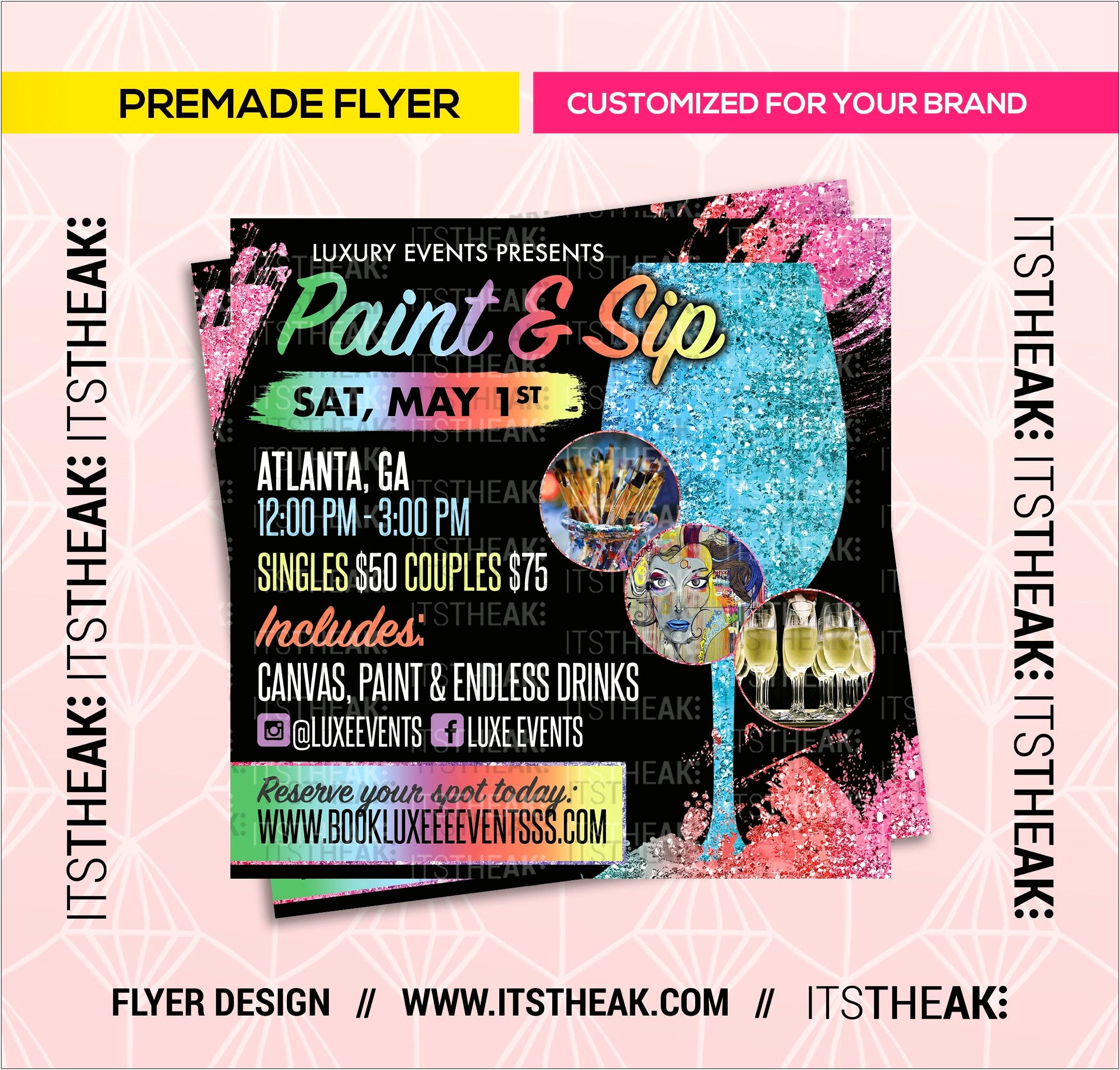 Paint And Sip Flyer Template Free