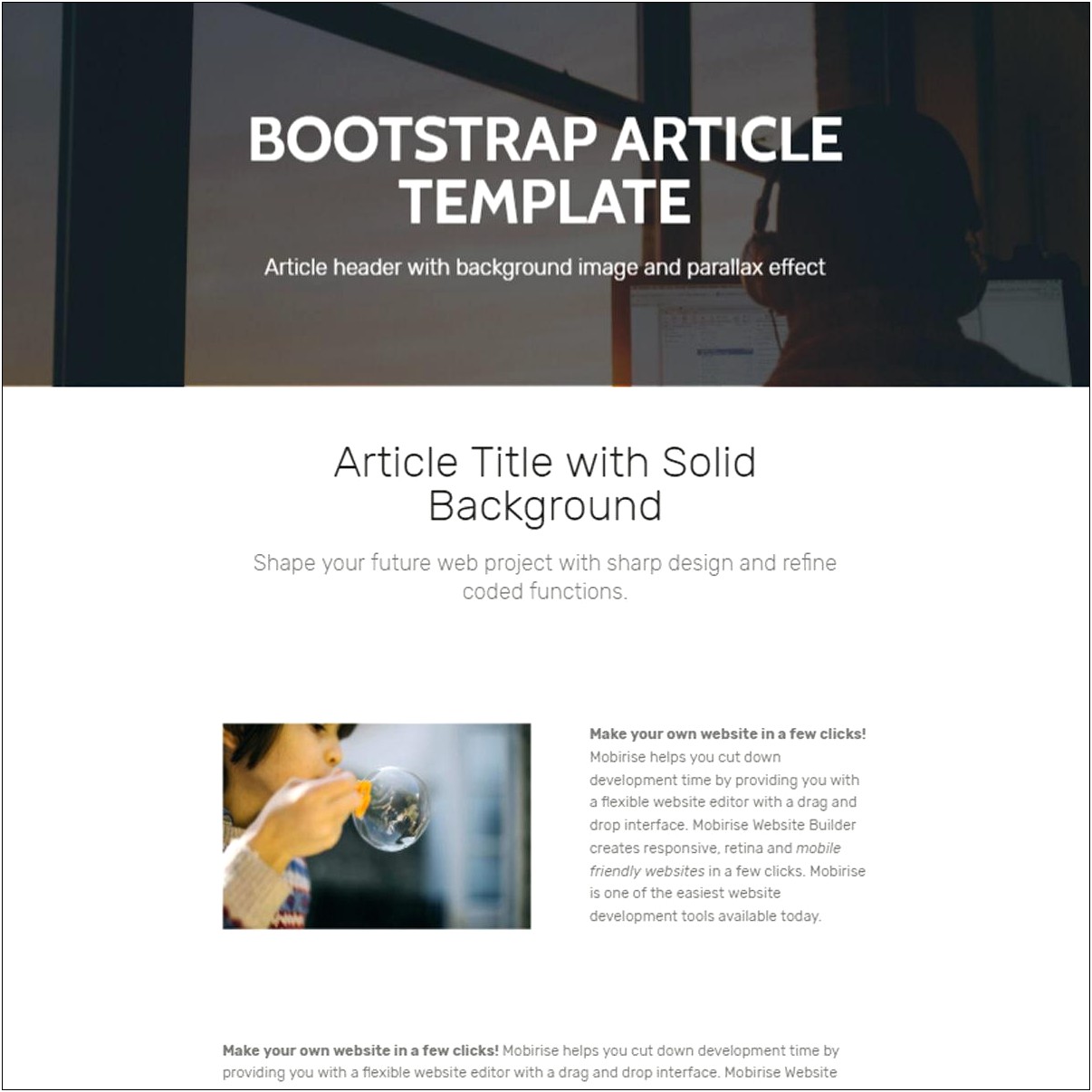 Parallax One Page Html5 Template Free Download