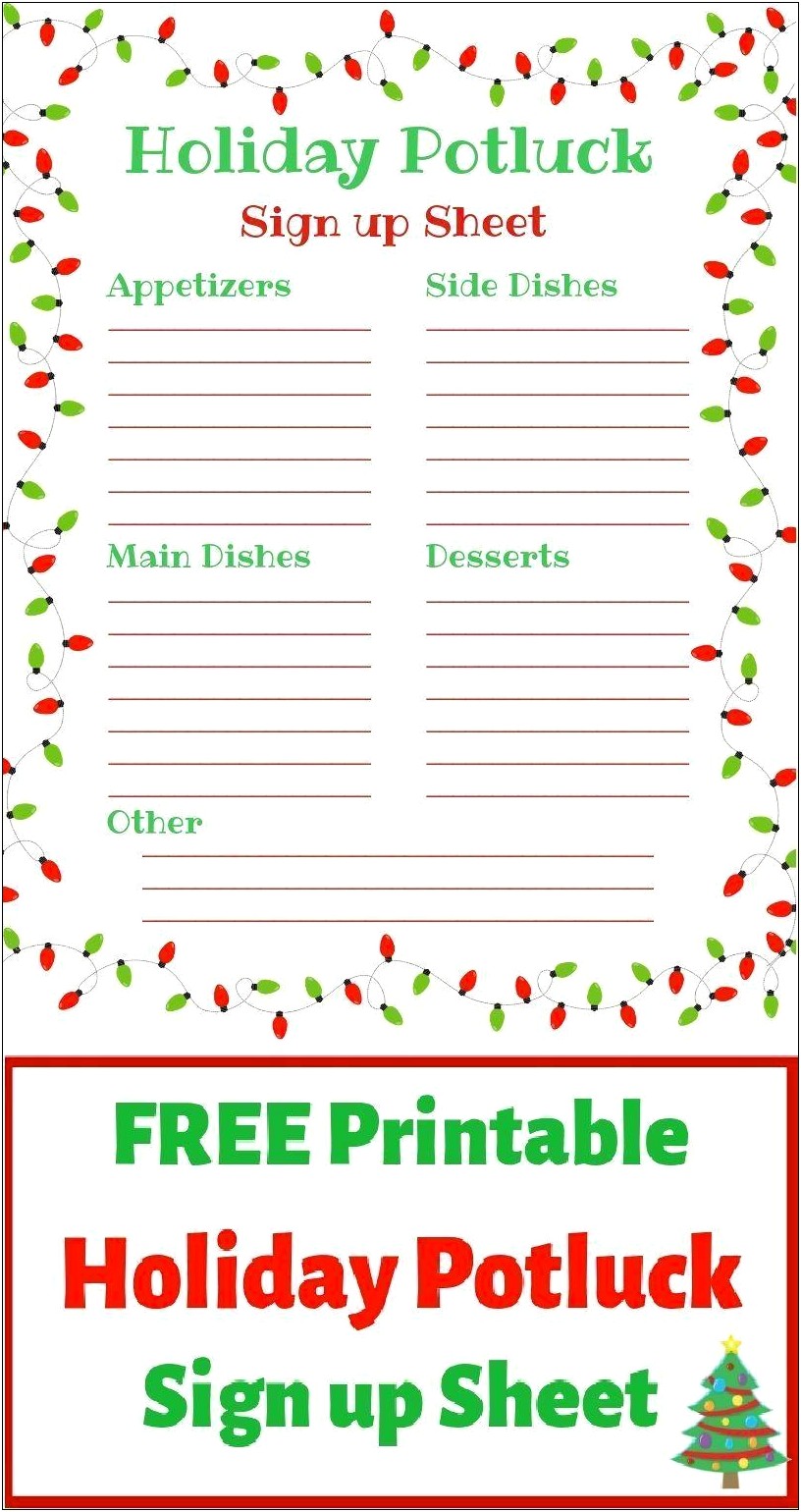 Party Sign Up Sheet Template Free